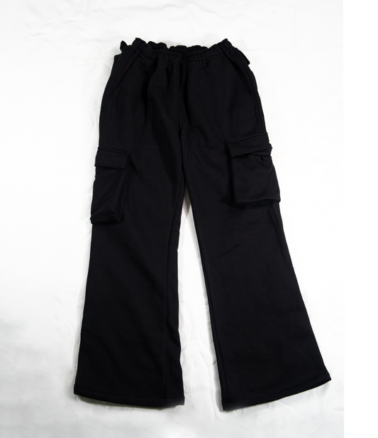 BLACK CARGO SWEATPANTS